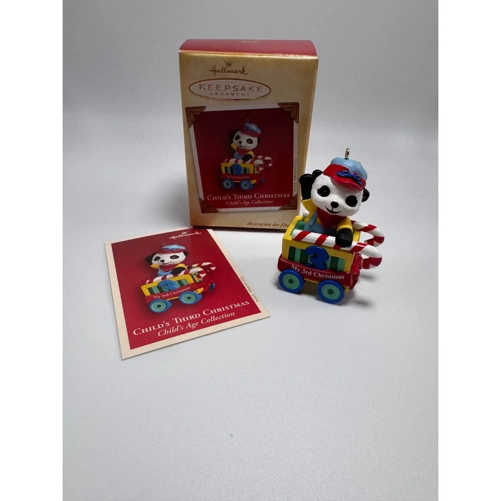 Hallmark Keepsake Ornament 2004 Child's Third Christmas Panda Peppermint Express